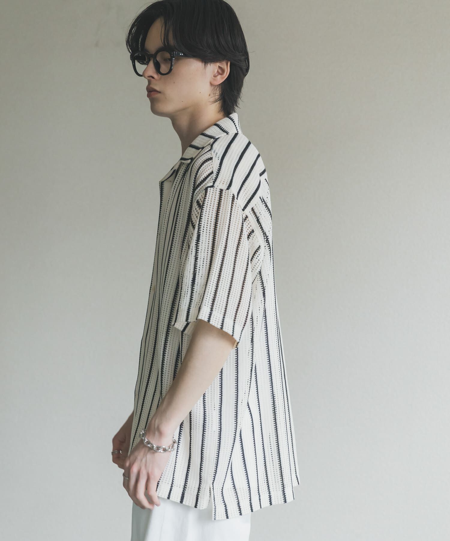 SENSE OF PLACE by URBAN RESEARCH「アソートレースオープンカラーショートスリーブシャツ」|シャツ・ブラウス|