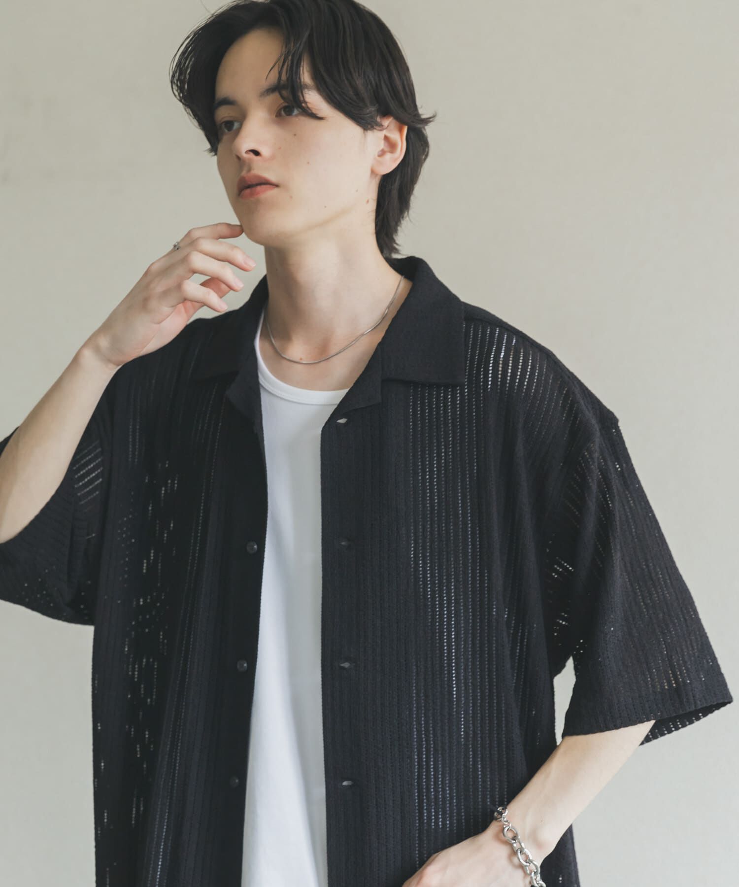 SENSE OF PLACE by URBAN RESEARCH「アソートレースオープンカラーショートスリーブシャツ」|シャツ・ブラウス|