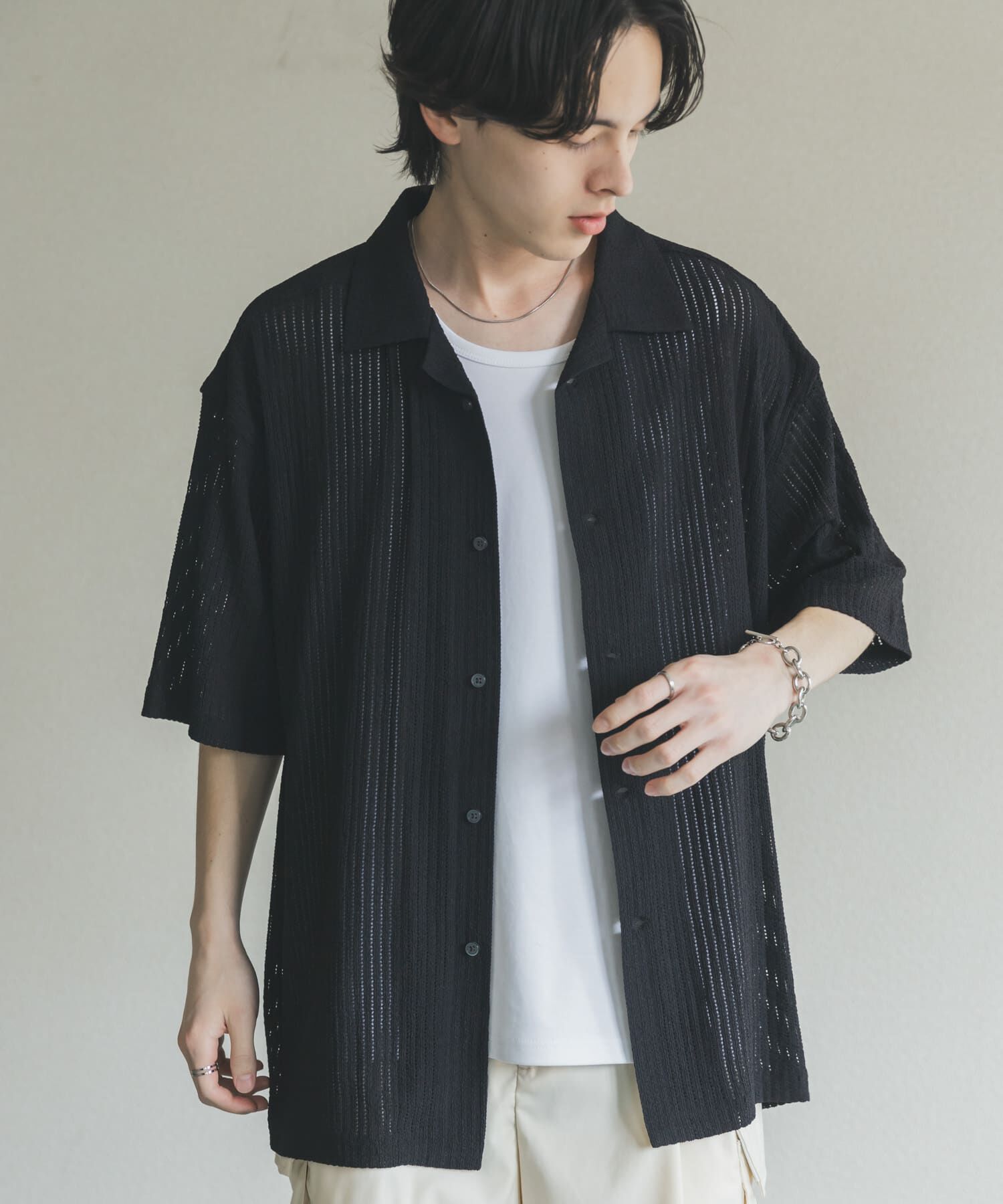 SENSE OF PLACE by URBAN RESEARCH「アソートレースオープンカラーショートスリーブシャツ」|シャツ・ブラウス|