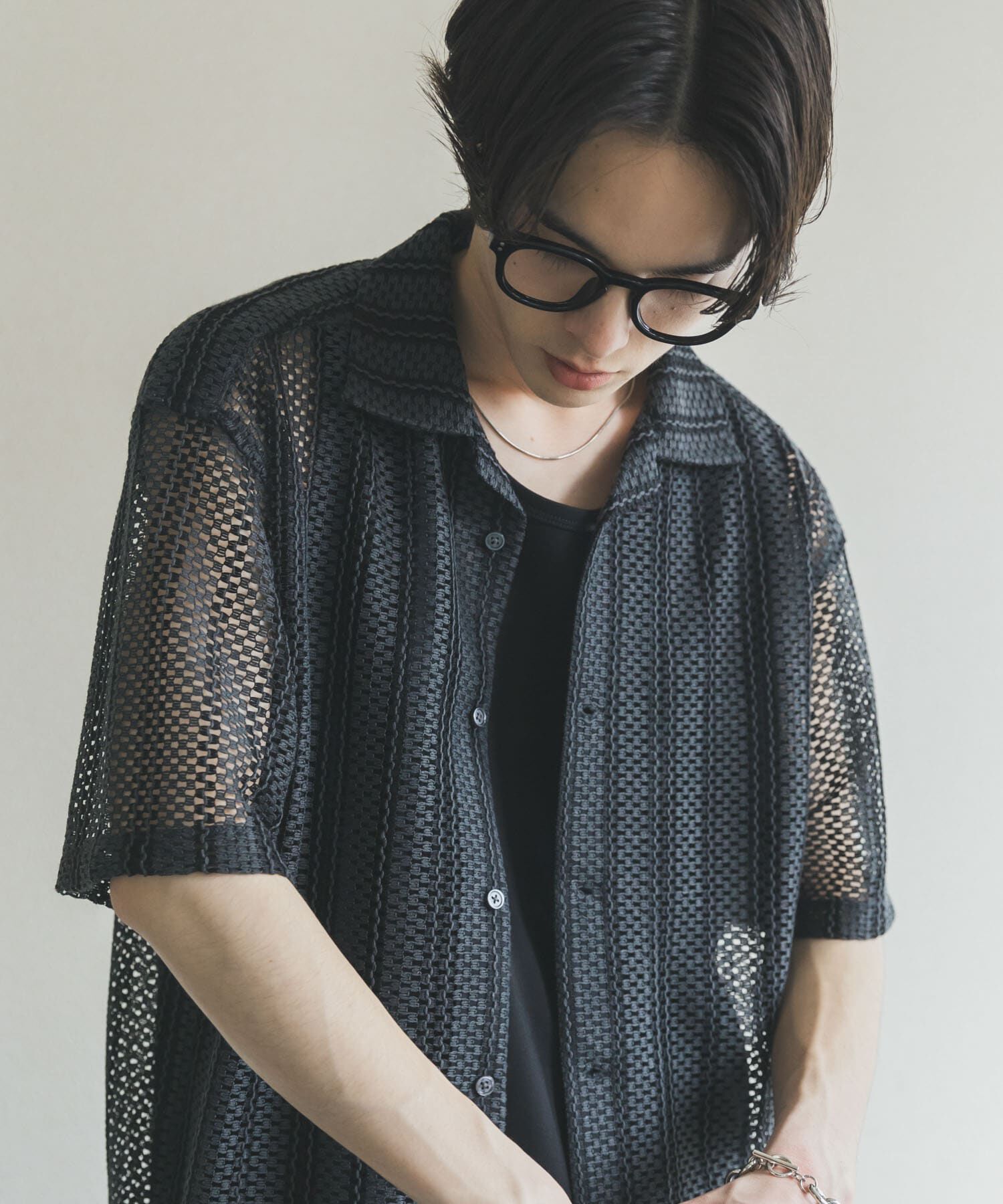 SENSE OF PLACE by URBAN RESEARCH「アソートレースオープンカラーショートスリーブシャツ」|シャツ・ブラウス|