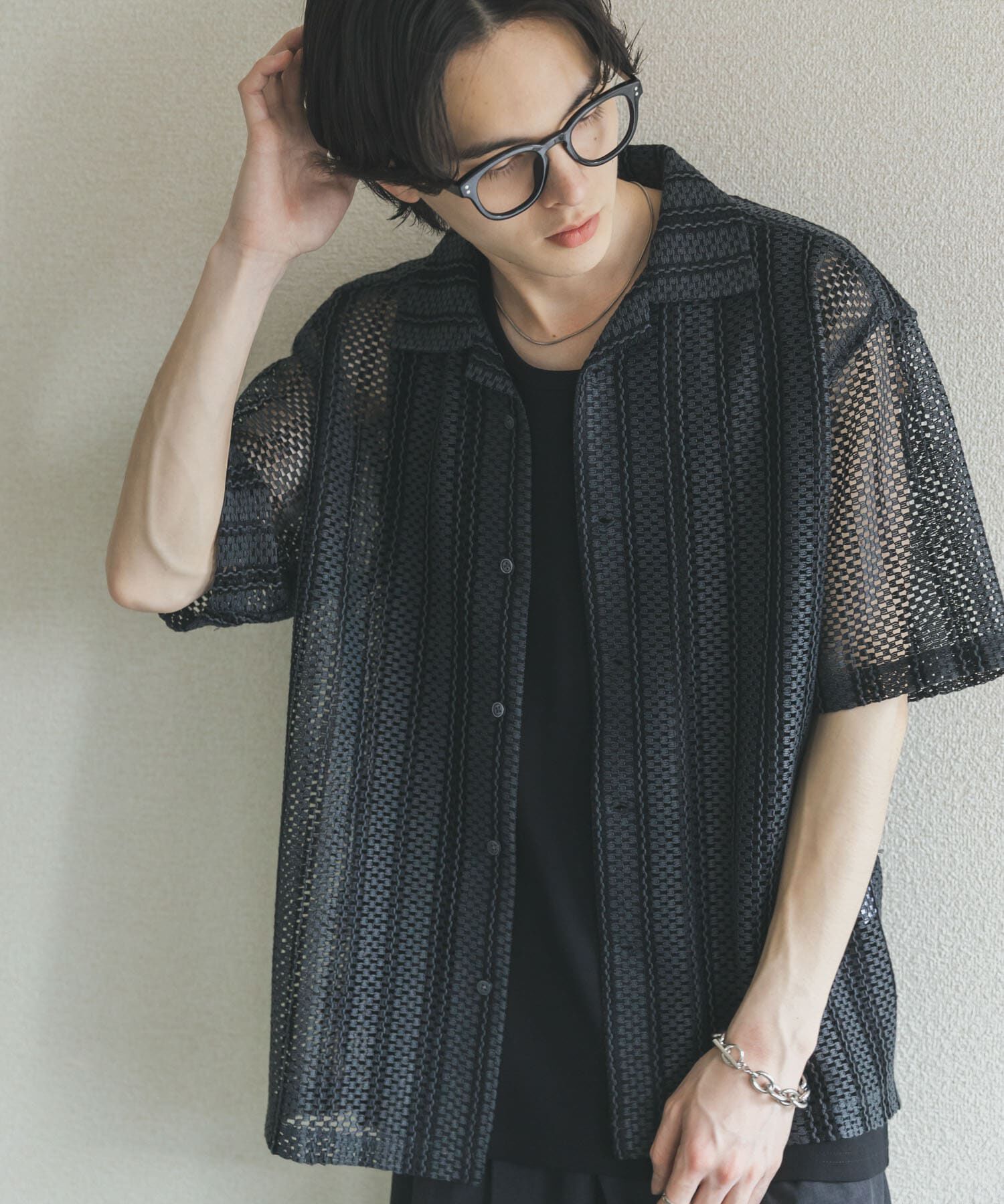 SENSE OF PLACE by URBAN RESEARCH「アソートレースオープンカラーショートスリーブシャツ」|シャツ・ブラウス|