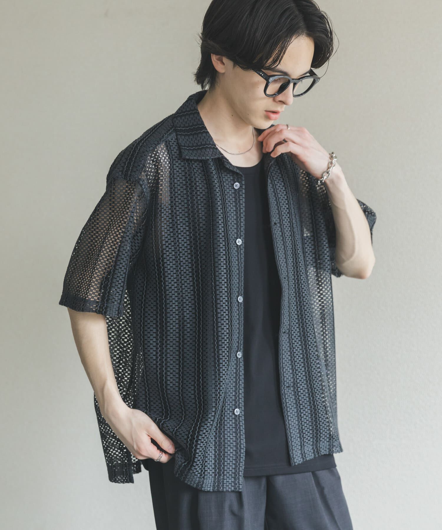 SENSE OF PLACE by URBAN RESEARCH「アソートレースオープンカラーショートスリーブシャツ」|シャツ・ブラウス|