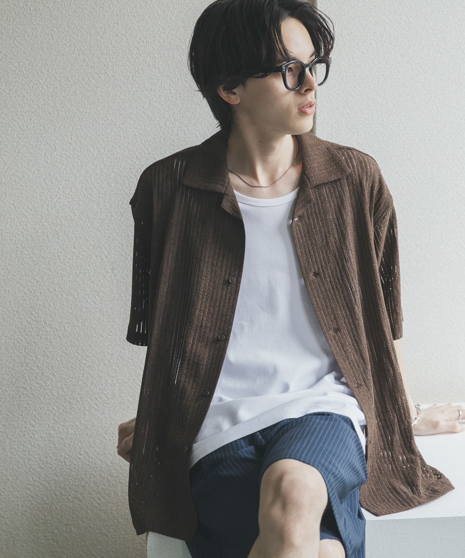 SENSE OF PLACE by URBAN RESEARCH「アソートレースオープンカラーショートスリーブシャツ」|シャツ・ブラウス|