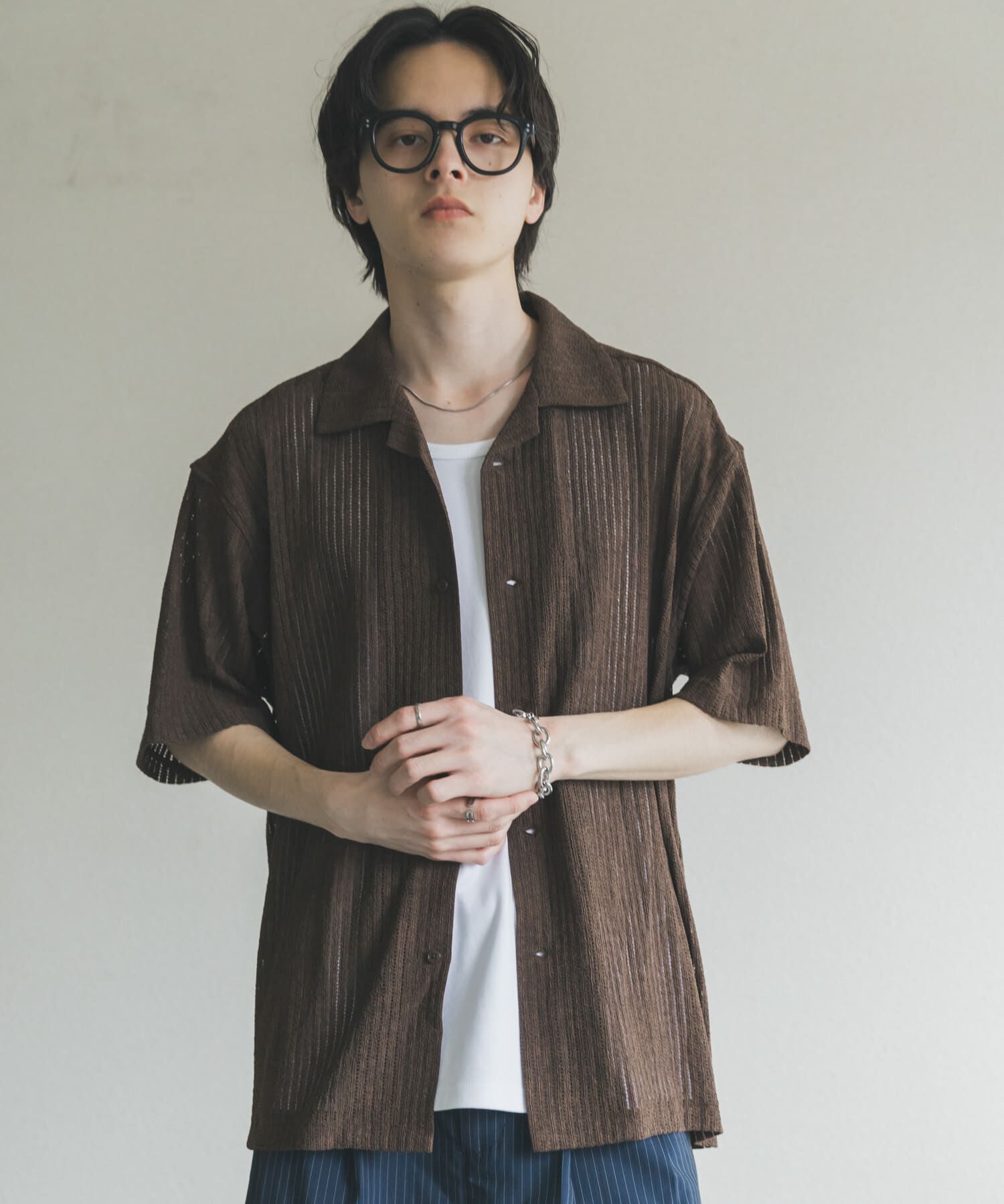 SENSE OF PLACE by URBAN RESEARCH「アソートレースオープンカラーショートスリーブシャツ」|シャツ・ブラウス|