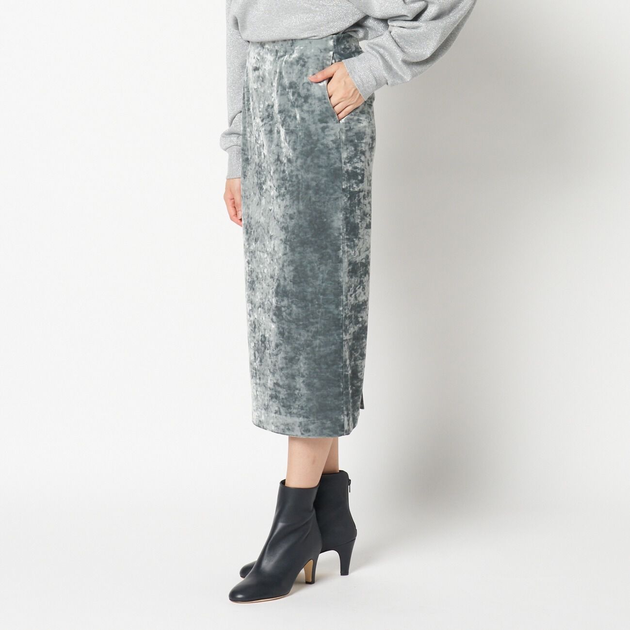HELIOPOLE「HELIOPOLE CRUSHED VELOUR TIGHT SKIRT」|スカート|