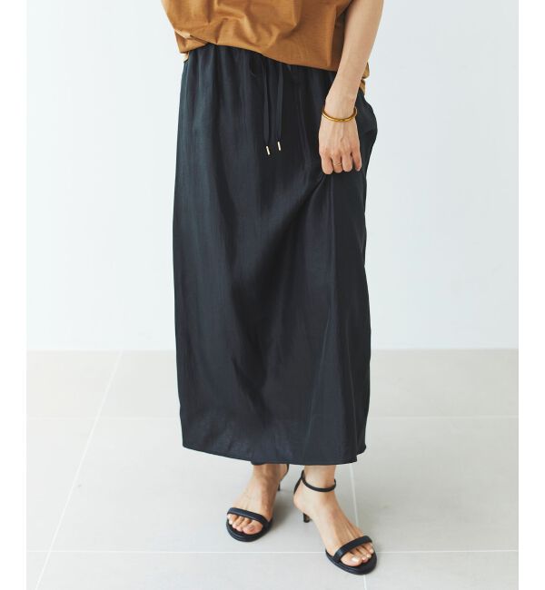 le.coeur blanc「ソフトグリッターナロースカート」|スカート|ブラック