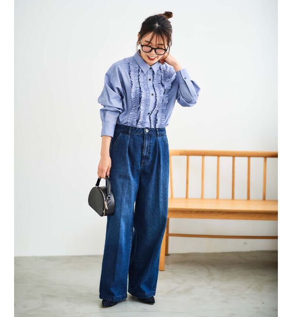 le.coeur blanc「タックワイドデニム」|デニム|