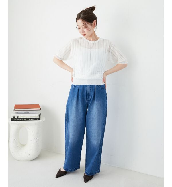 le.coeur blanc「タックワイドデニム」|デニム|