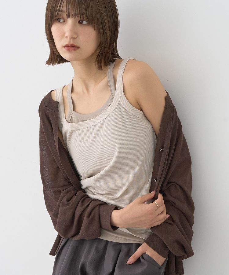 earth music&ecology「配色レイヤードタンクトップ」|キャミソール|Gray Beige