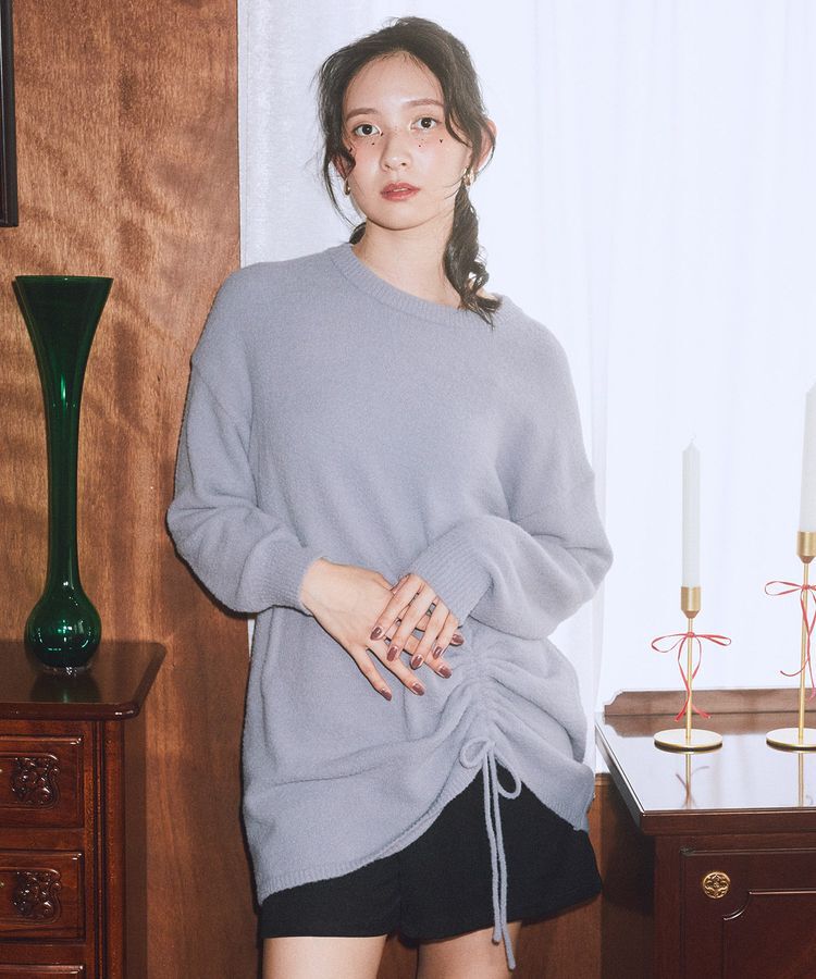 earth music&ecology「パウダーシャギーシャーリングニットミニワンピース」|ワンピース|