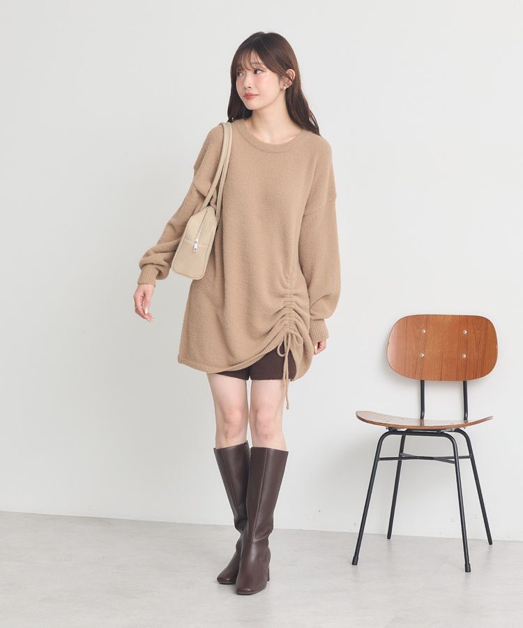 earth music&ecology「パウダーシャギーシャーリングニットミニワンピース」|ワンピース|