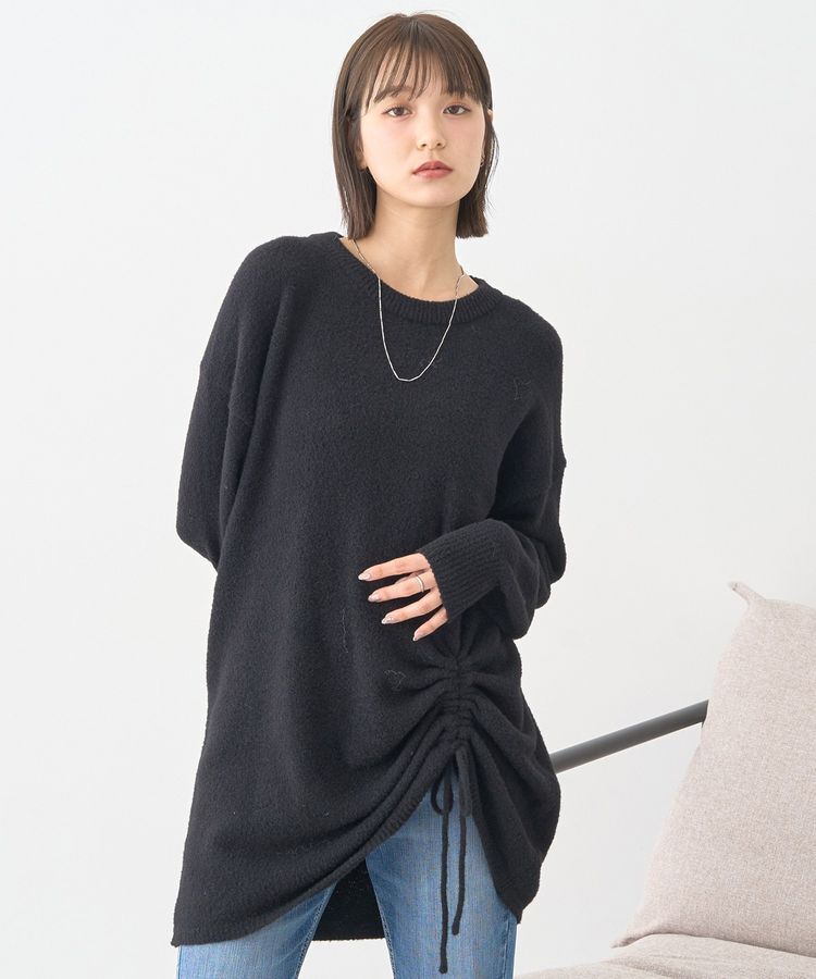 earth music&ecology「パウダーシャギーシャーリングニットミニワンピース」|ワンピース|