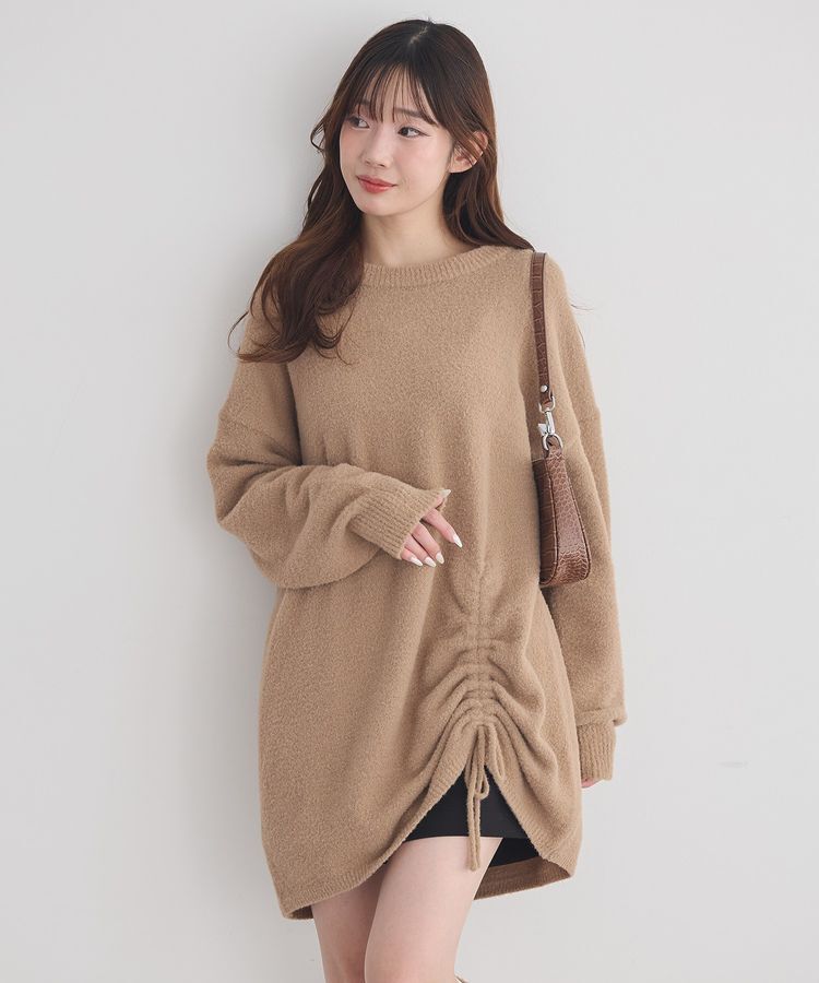 earth music&ecology「パウダーシャギーシャーリングニットミニワンピース」|ワンピース|