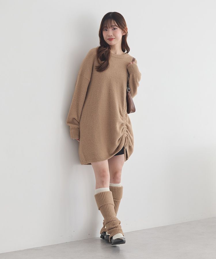 earth music&ecology「パウダーシャギーシャーリングニットミニワンピース」|ワンピース|