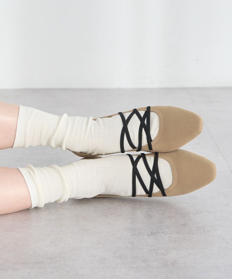 earth music&ecology「レースアップニットバレーシューズ」|パンプス|Beige