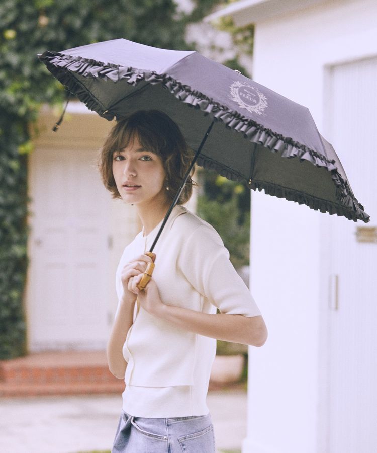 Maison de FLEUR「遮光&UV CUT フリル折りたたみ傘」|傘|