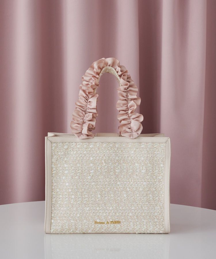 Maison de FLEUR「LINTONツイードスクエアフリルトートバッグ」|トートバッグ|アイボリー