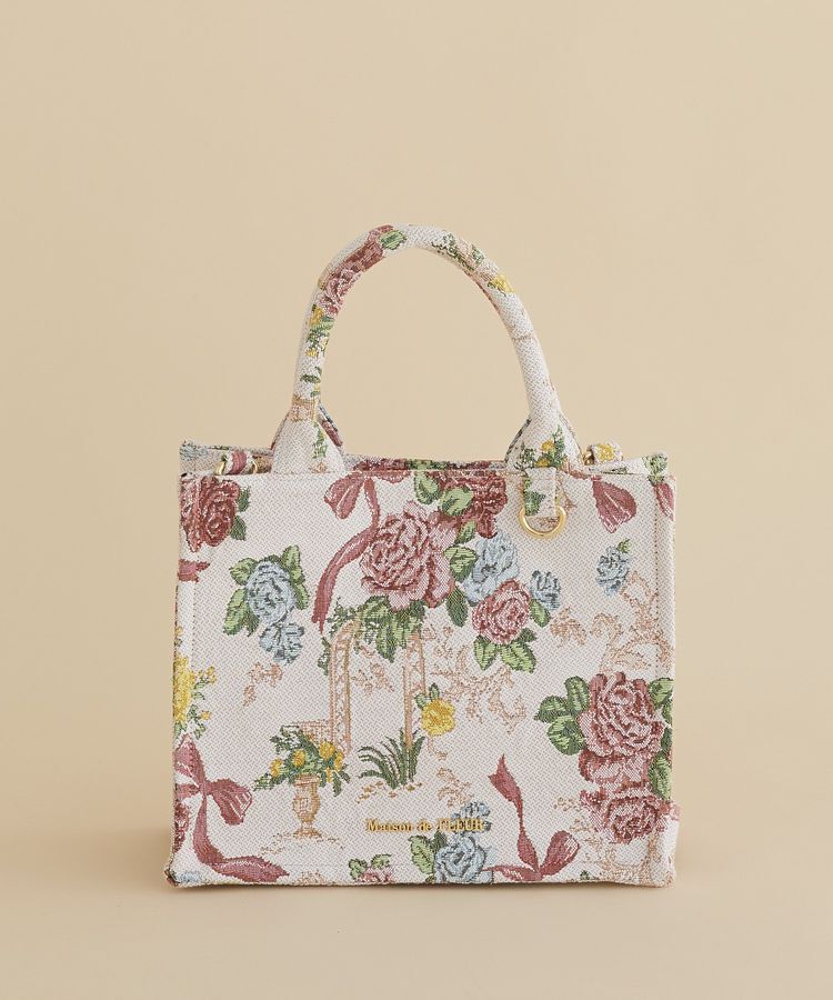 Maison de FLEUR「フラワーガーデン柄ゴブラン2Wayスクエアトート」|ハンドバッグ|マルチ