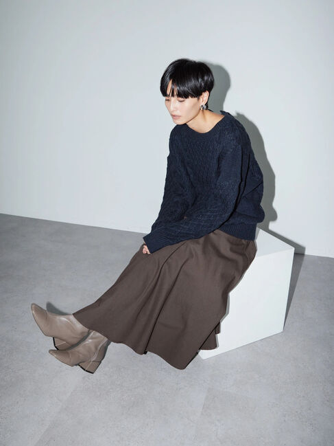  「バックレースアップケーブルニットプルオーバー」|ニット・セーター|