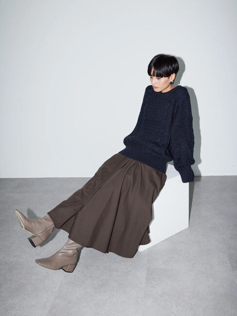  「バックレースアップケーブルニットプルオーバー」|ニット・セーター|