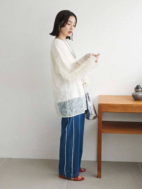 Green Parks「・AND　SEARCH　レーシーラッフルスリーブチュニック」|チュニック|