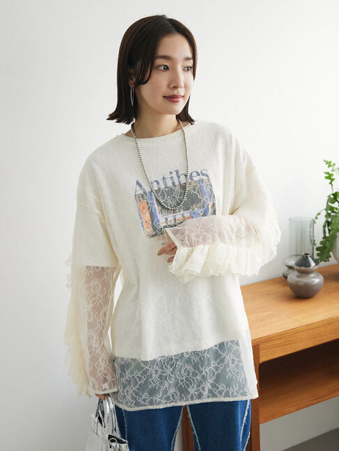 Green Parks「・AND　SEARCH　レーシーラッフルスリーブチュニック」|チュニック|