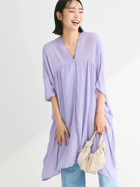 Green Parks「I　レーヨンクレープチュニック」|チュニック|Purple