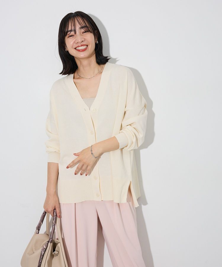 Green Parks「ここちニットVネックカーディガン」|カーディガン|Ecru