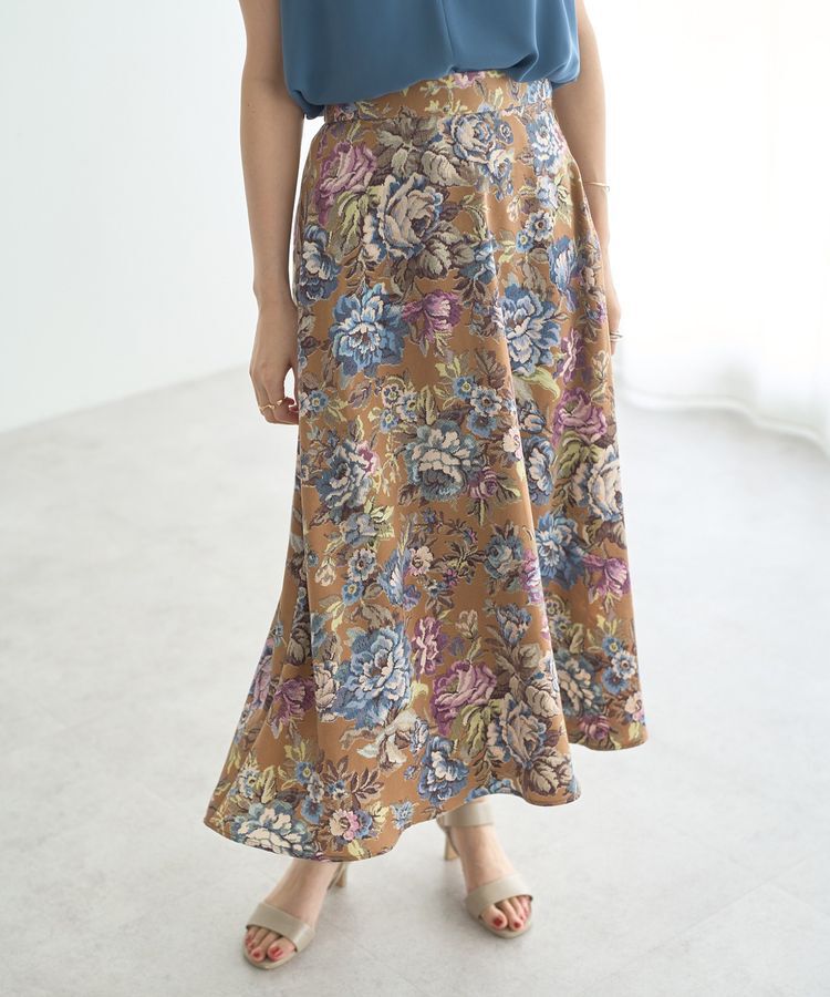 YECCA VECCA「ゴブラン柄フレアスカート」|フレア|