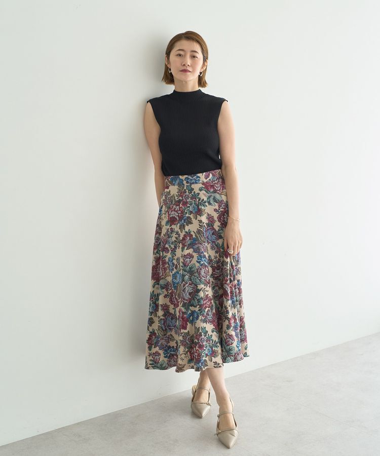 YECCA VECCA「ゴブラン柄フレアスカート」|フレア|