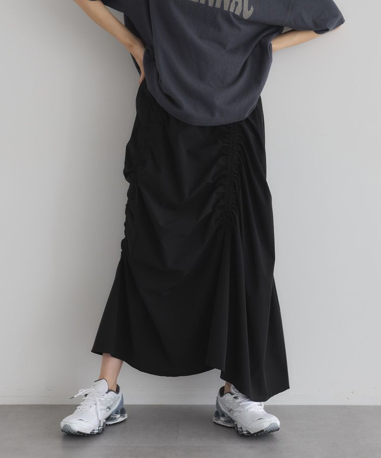 GARAGE OF GOOD CLOTHING「アシメギャザーロングスカート」|スカート|Black