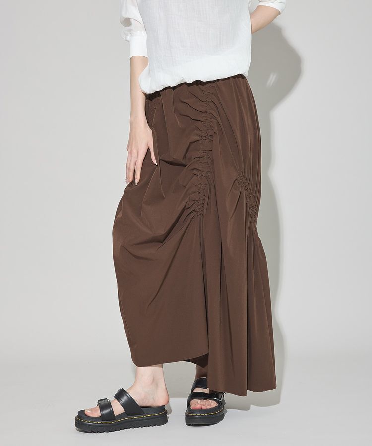 GARAGE OF GOOD CLOTHING「アシメギャザーロングスカート」|スカート|Brown