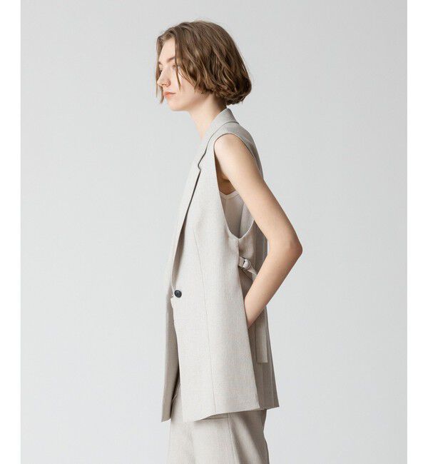allureville「【セットアップ対応可能】麻調カルゼサイドオープンジレ」|ベスト・ジレ|
