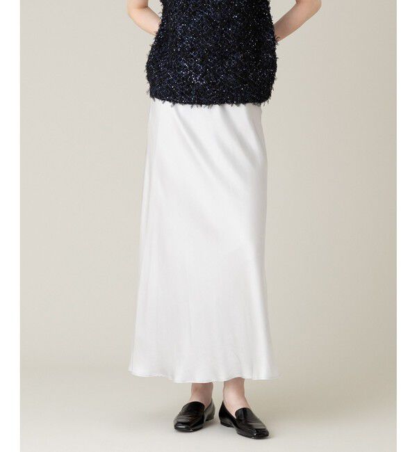 LOULOU WILLOUGHBY「【LOULOU WILLOUGHBY】サテンバイヤスナロースカート」|スカート|ライトグレー