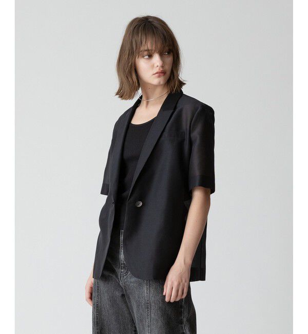 allureville「シアーハーフスリーブシングルジャケット」|テーラードジャケット|
