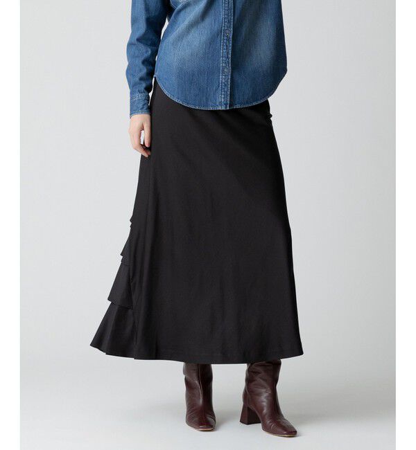 allureville「ソフトサテンバックフリルナロースカート」|スカート|