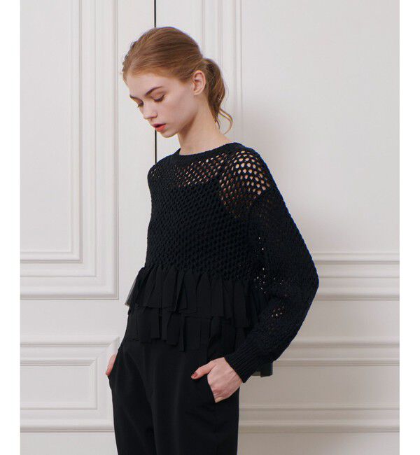 LOULOU WILLOUGHBY「【LOULOU WILLOUGHBY】シフォンパピエメッシュプルオーバー」|ニット・セーター|