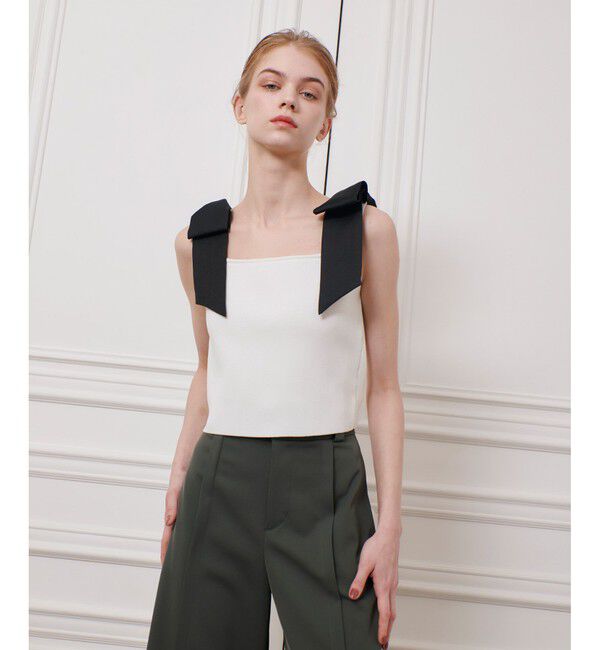 LOULOU WILLOUGHBY「【LOULOU WILLOUGHBY】ショルダーリボンミニタンクプルオーバー」|ニット・セーター|