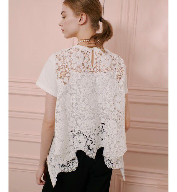 LOULOU WILLOUGHBY「【LOULOU WILLOUGHBY】レースドッキングプルオーバーブラウス」|Tシャツ・カットソー|