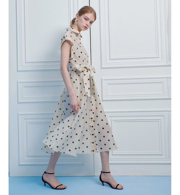 LOULOU WILLOUGHBY「【LOULOU WILLOUGHBY】オーガンドットウエストリボンワンピース」|ワンピース|