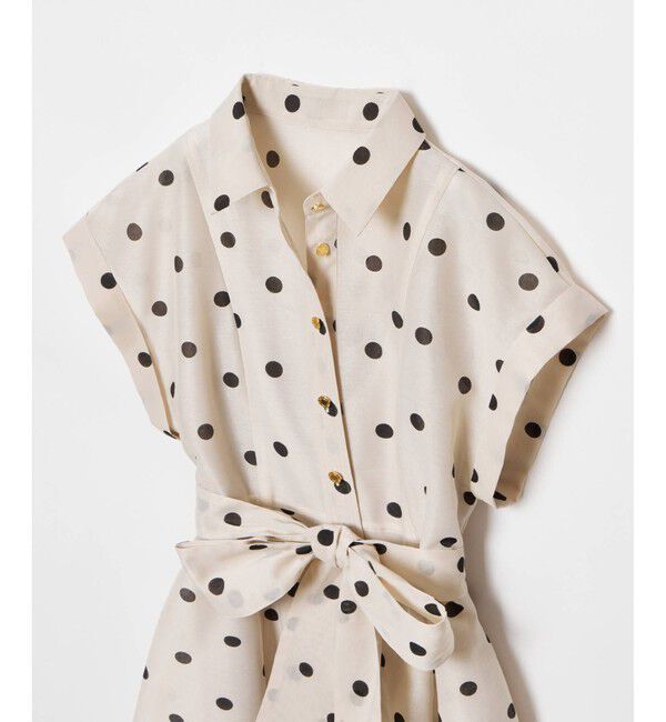 LOULOU WILLOUGHBY「【LOULOU WILLOUGHBY】オーガンドットウエストリボンワンピース」|ワンピース|