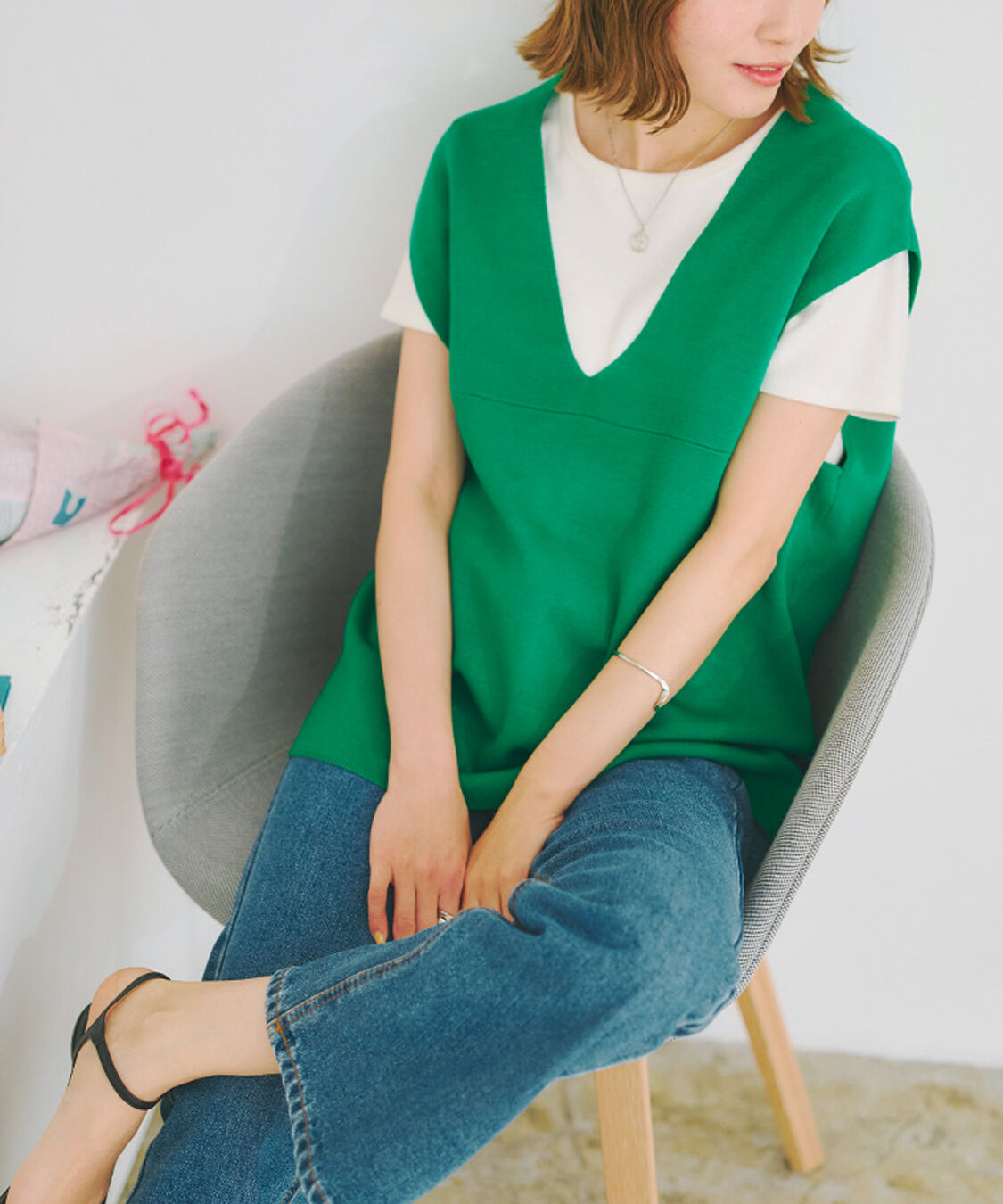 titivate「深Vネックニットベスト」|ニット・セーター|