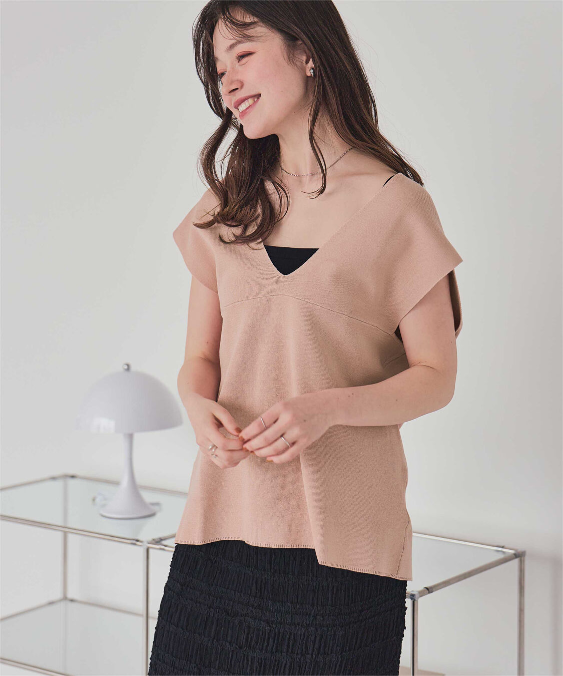 titivate「深Vネックニットベスト」|ニット・セーター|