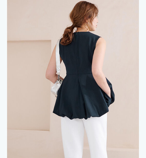 ur's「【八田真理子さんコラボアイテム】ノースリーブバルーンペプラムトップス」|Tシャツ・カットソー|