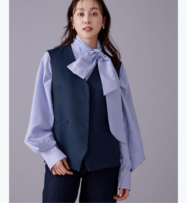 ur's「Vネックジレ/ベスト」|ベスト・ジレ|ネイビー