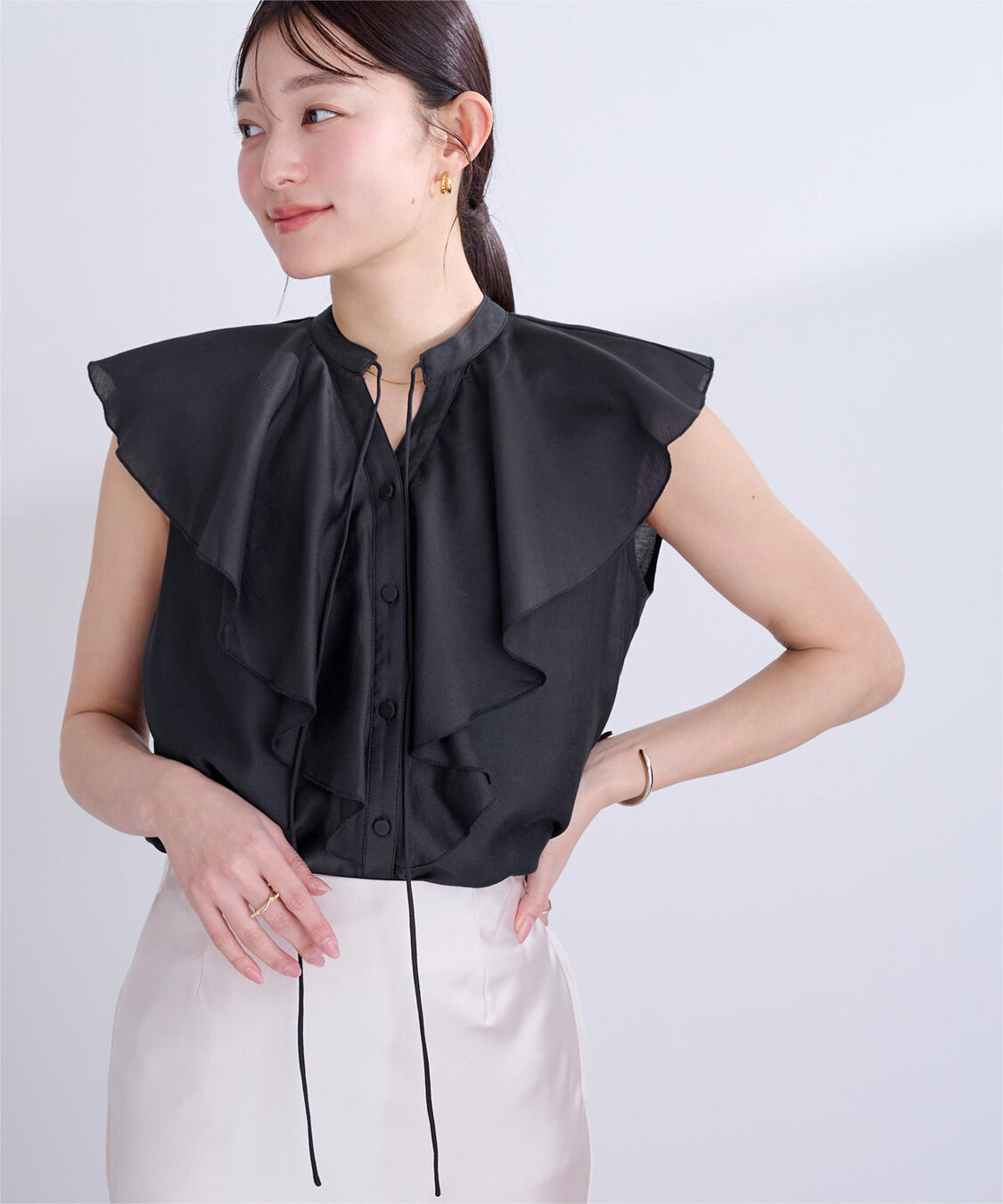 ur's「ラッフルデザインフレンチスリーブブラウス」|シャツ・ブラウス|