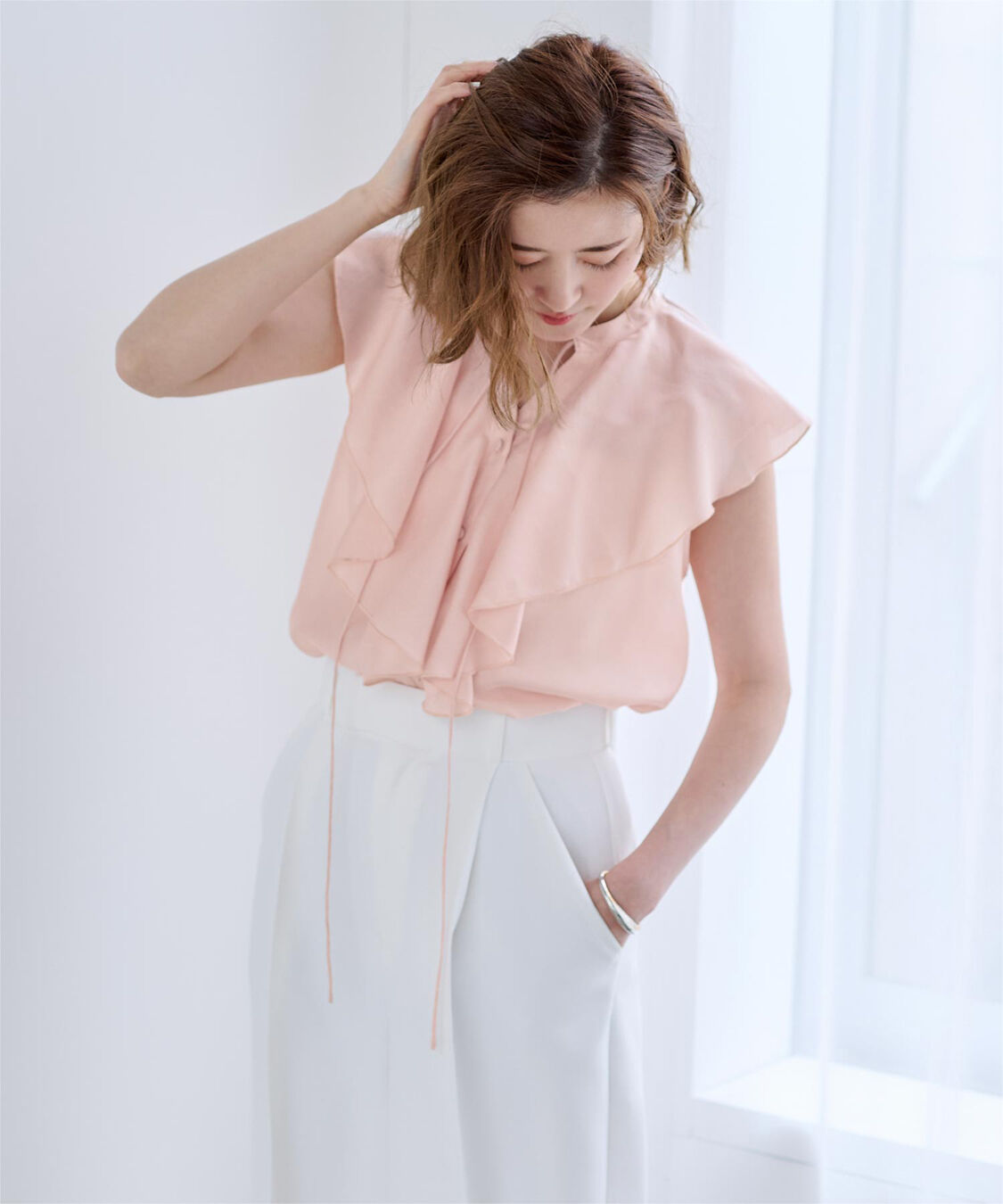 ur's「ラッフルデザインフレンチスリーブブラウス」|シャツ・ブラウス|