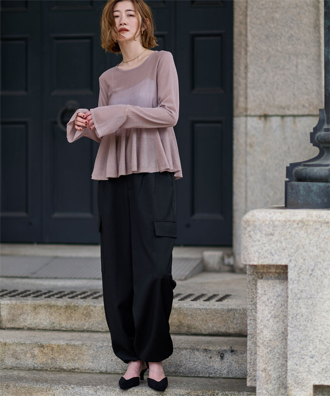 ur's「ハイウエストカーゴパンツ」|カーゴ|