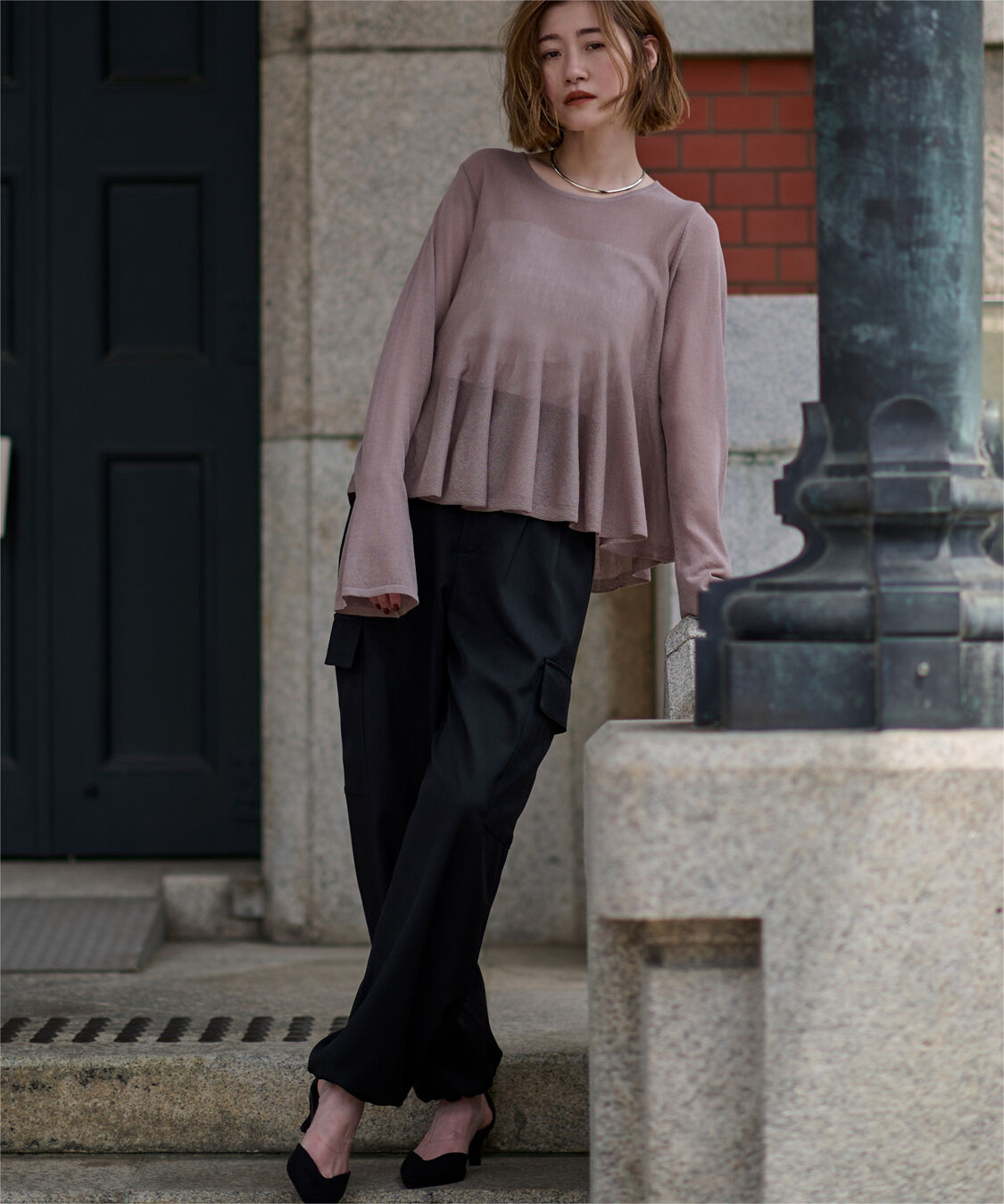 ur's「ハイウエストカーゴパンツ」|カーゴ|