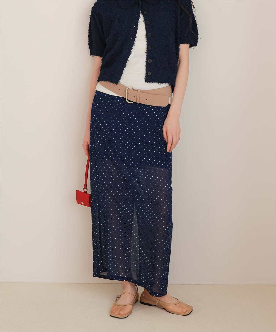 miette「シアードットIラインスカート」|スカート|ネイビー